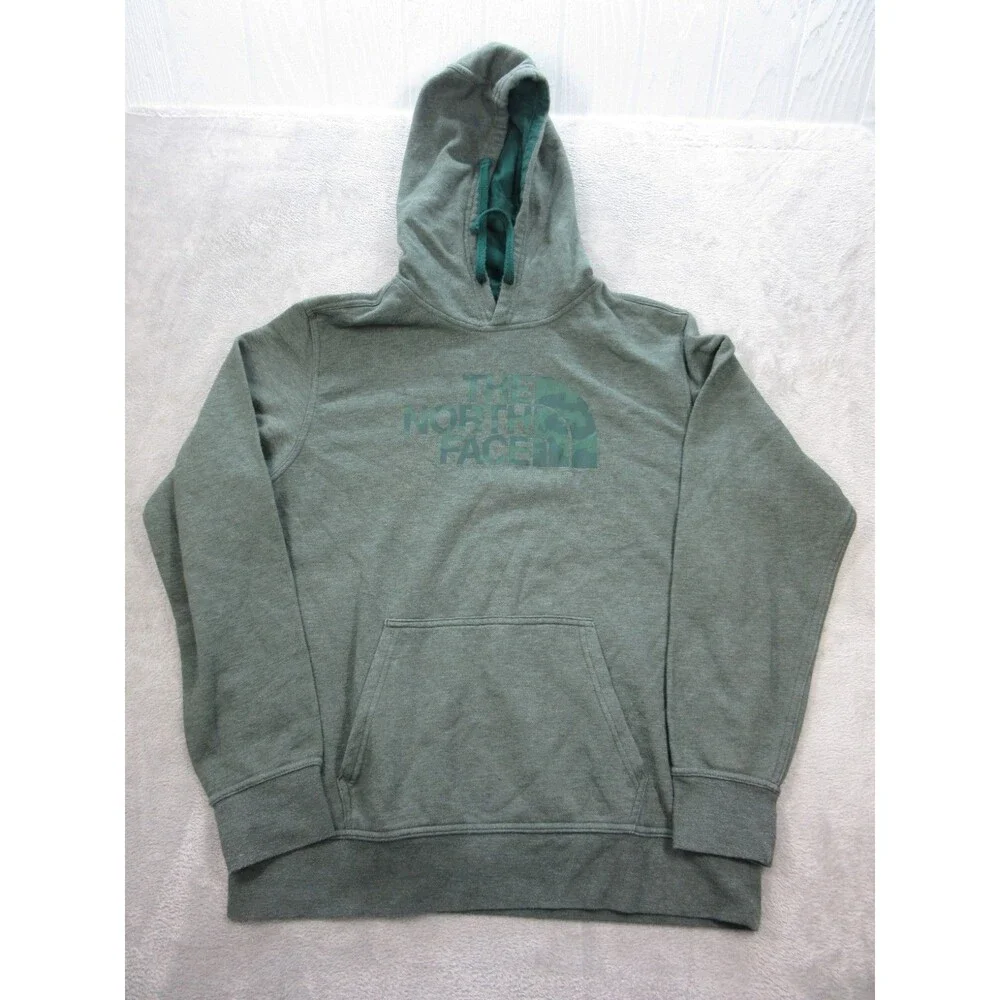 The North Face Hoodie Men's Large Green Pullover Sweatshirt Outdoors Long Slv